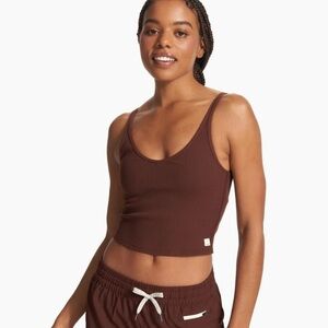 VUORI RIB CROP TANK - MULBERRY